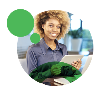 customer engaging with tablet